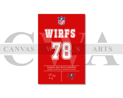 Tristan Wirfs Jersey Canvas Wall Art NFL Jersey Poster Print American Football Player Canvas Print