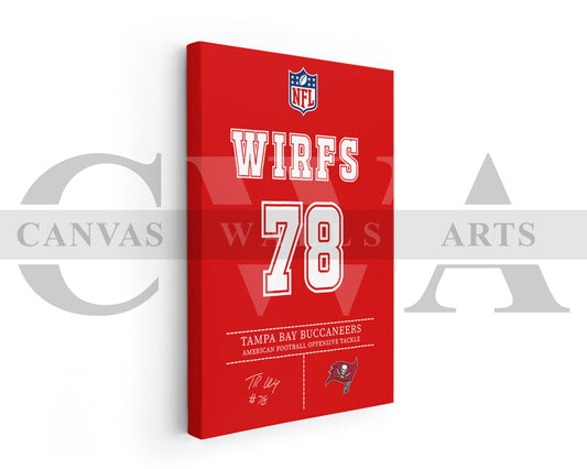Tristan Wirfs Jersey Canvas Wall Art NFL Jersey Poster Print American Football Player Canvas Print