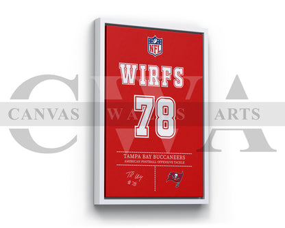 Tristan Wirfs Jersey Canvas Wall Art NFL Jersey Poster Print American Football Player Canvas Print
