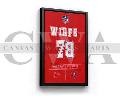 Tristan Wirfs Jersey Canvas Wall Art NFL Jersey Poster Print American Football Player Canvas Print