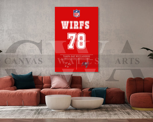 Tristan Wirfs Jersey Canvas Wall Art NFL Jersey Poster Print American Football Player Canvas Print