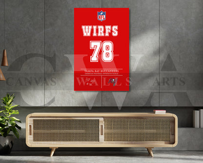 Tristan Wirfs Jersey Canvas Wall Art NFL Jersey Poster Print American Football Player Canvas Print