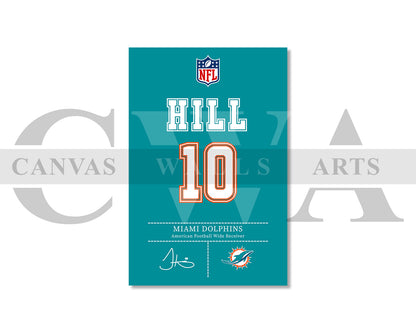 Tyreek Hill Jersey Canvas Wall Art NFL Jersey Poster Print Sports Canvas Frame Ready To Hang