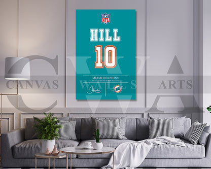 Tyreek Hill Jersey Canvas Wall Art NFL Jersey Poster Print Sports Canvas Frame Ready To Hang