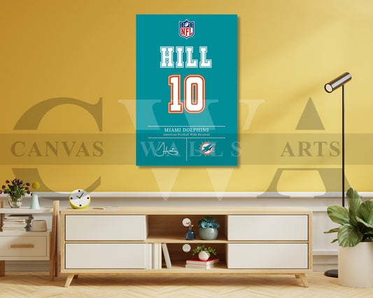 Tyreek Hill Jersey Canvas Wall Art NFL Jersey Poster Print Sports Canvas Frame Ready To Hang