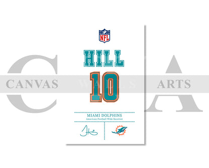 Tyreek Hill Jersey Canvas Wall Art NFL Jersey Poster Print American Football Canvas Print