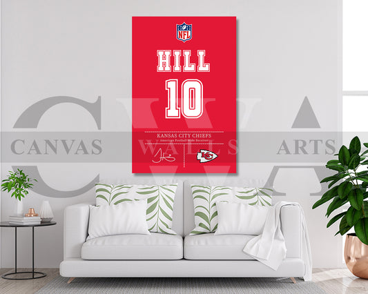 Tyreek Hill Jersey Canvas Wall Art NFL Jersey Poster Print Sports Canvas Print