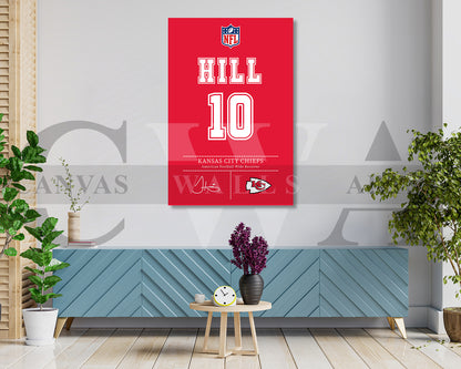 Tyreek Hill Jersey Canvas Wall Art NFL Jersey Poster Print Sports Canvas Print