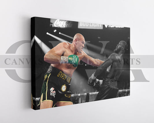 Tyson Fury Black & White Canvas Art MMA Canvas Wall Art
