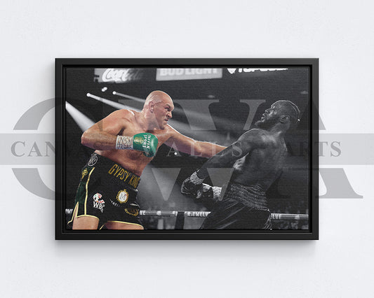 Tyson Fury Black & White Canvas Art MMA Canvas Wall Art