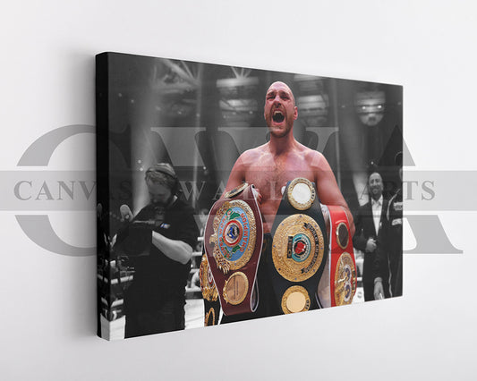 Tyson Fury Black & White Canvas Art MMA Canvas Wall Art