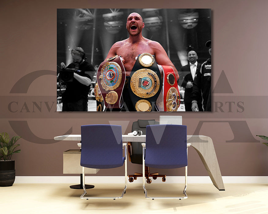 Tyson Fury Black & White Canvas Art MMA Canvas Wall Art