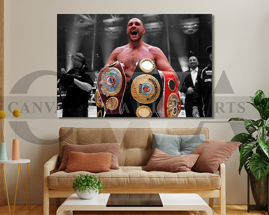 Tyson Fury Black & White Canvas Art MMA Canvas Wall Art