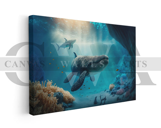 Underwater World Canvas Wall Art Animal Poster Print