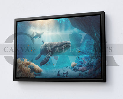 Underwater World Canvas Wall Art Animal Poster Print