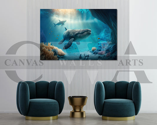 Underwater World Canvas Wall Art Animal Poster Print