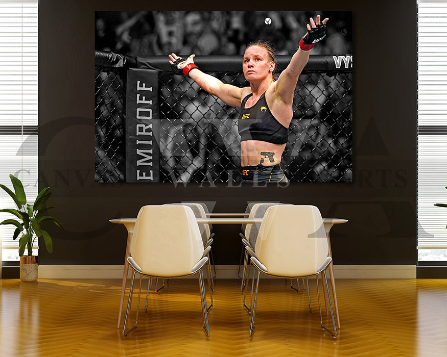 Valentina Shevchenko Black & White Canvas Art MMA Canvas Wall Art