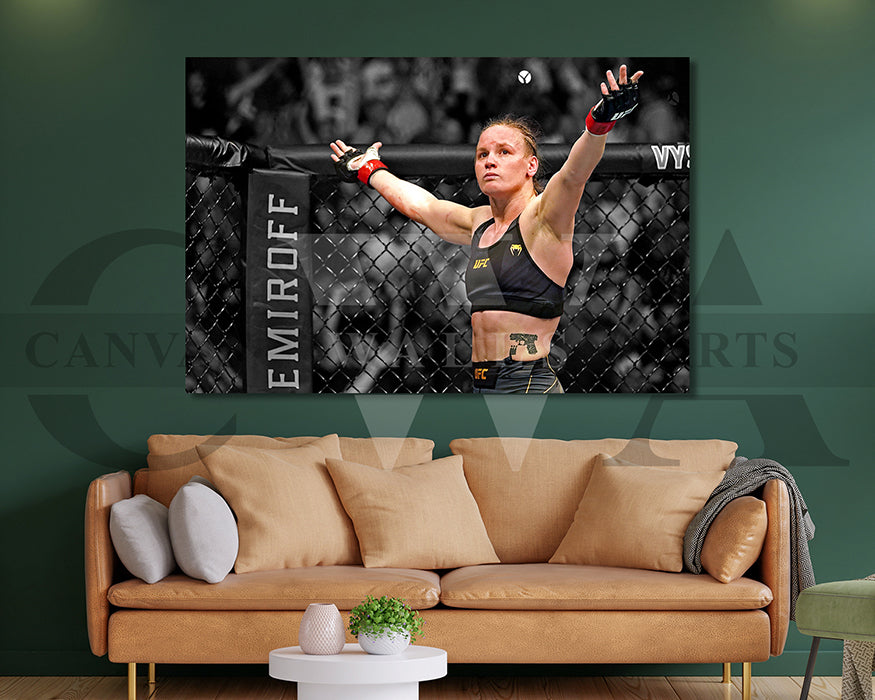 Valentina Shevchenko Black & White Canvas Art MMA Canvas Wall Art