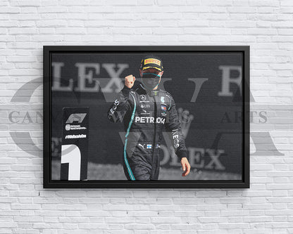 Valtteri Bottas Black & White Canvas Art F1 Canvas Wall Art