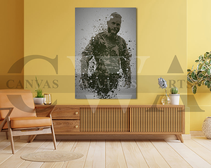 Vikings Ragnar Lothbrok Splatter Canvas Wall Art