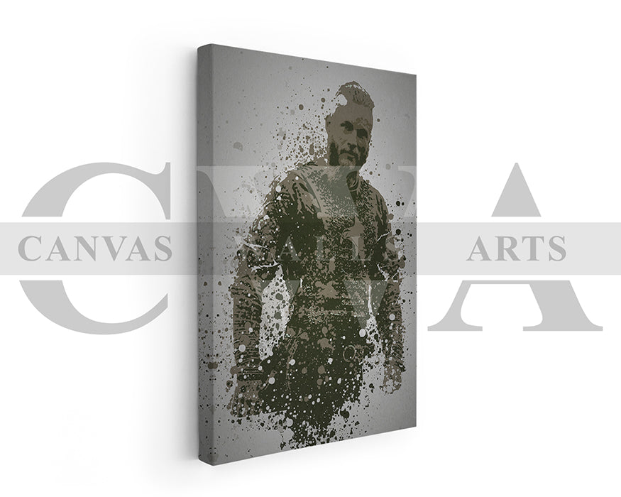 Vikings Ragnar Lothbrok Splatter Canvas Wall Art