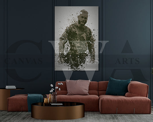 Vikings Ragnar Lothbrok Splatter Canvas Wall Art