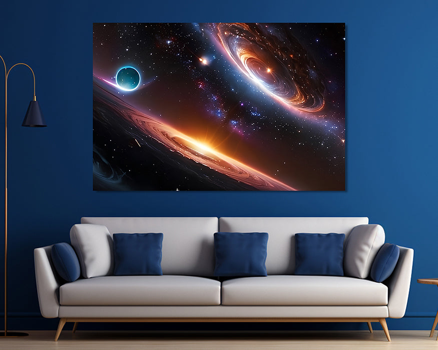 Warped Space Galaxy Canvas Wall Art