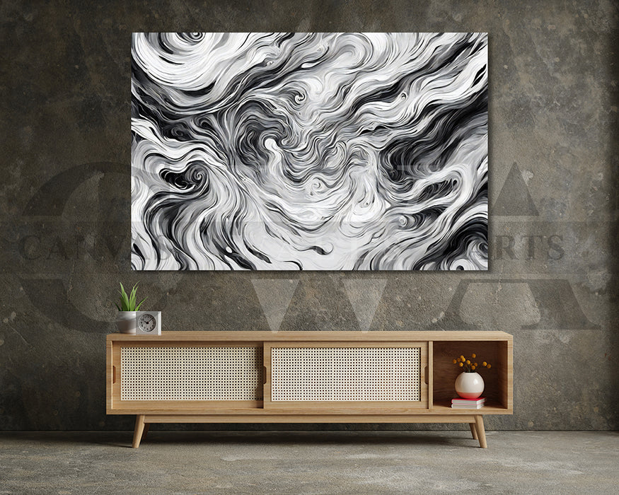 White and Black Marble Pattern Canvas Wall Art