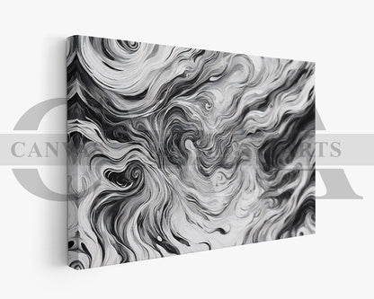 White and Black Marble Pattern Canvas Wall Art