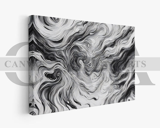 White and Black Marble Pattern Canvas Wall Art