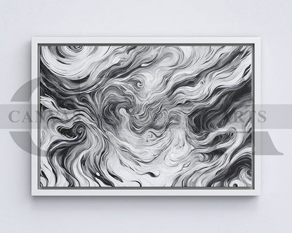 White and Black Marble Pattern Canvas Wall Art