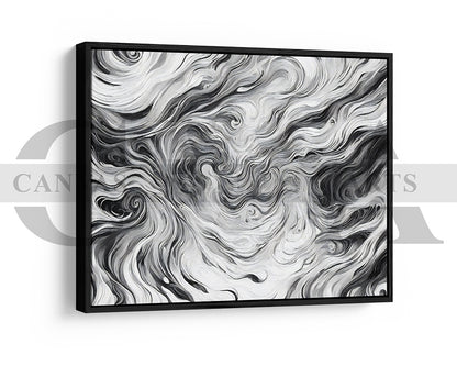 White and Black Marble Pattern Canvas Wall Art