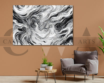 White and Black Marble Pattern Canvas Wall Art