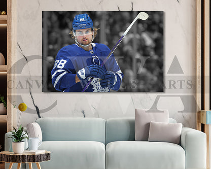 William Nylander Black & White Canvas Art Ice hockey Canvas Wall Art