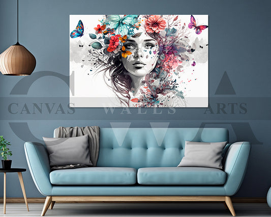 Woman Butterfly Canvas Print
