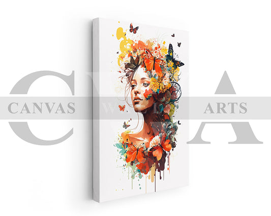 Woman Face Butterfly Canvas Print