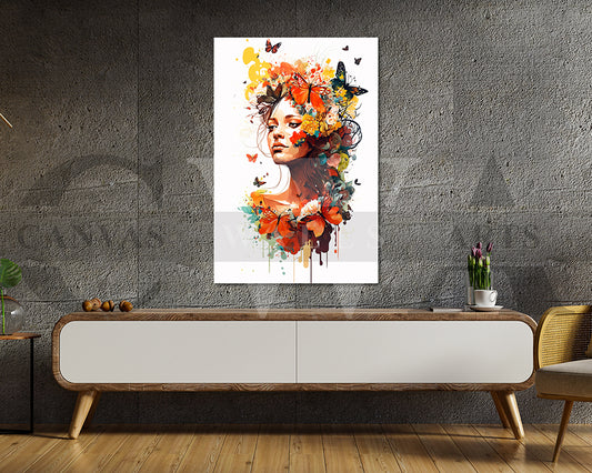 Woman Face Butterfly Canvas Print