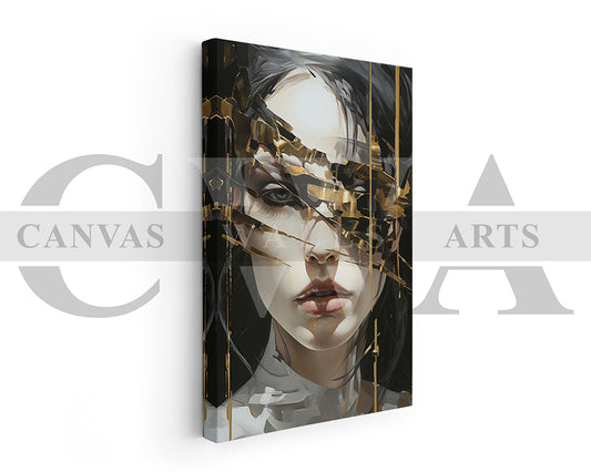 Woman Face With Gold Accents Canvas Wall Art