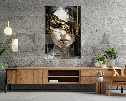 Woman Face With Gold Accents Canvas Wall Art