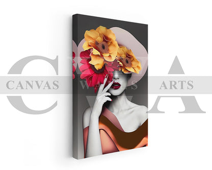 Woman Flower Head Canvas Print Canvas Frame Ready To Hang