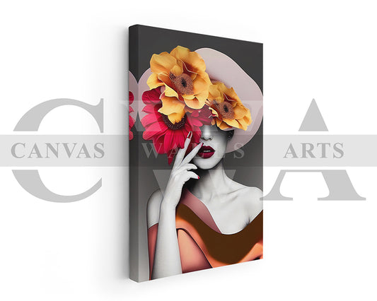 Woman Flower Head Canvas Print Canvas Frame Ready To Hang