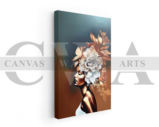 Woman Head Floral Canvas Wall Art