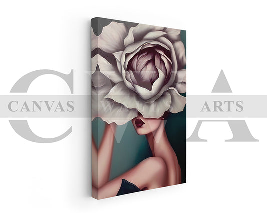 Woman Head Flower Canvas Art