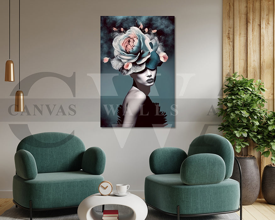 Woman Head Flower Canvas Print Home Decor