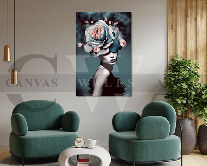 Woman Head Flower Canvas Print Home Decor