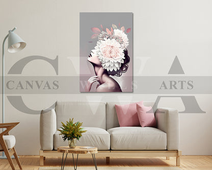 Woman Head Flower Canvas Print