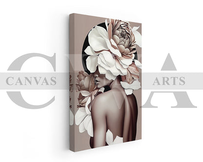 Woman Head Flower Canvas Wall Art Decor