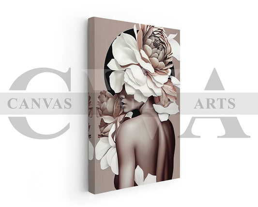 Woman Head Flower Canvas Wall Art Decor