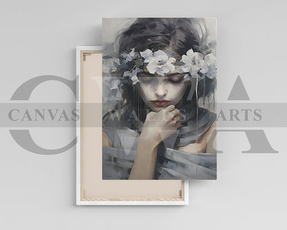Woman Head Flower Portrait Art Print