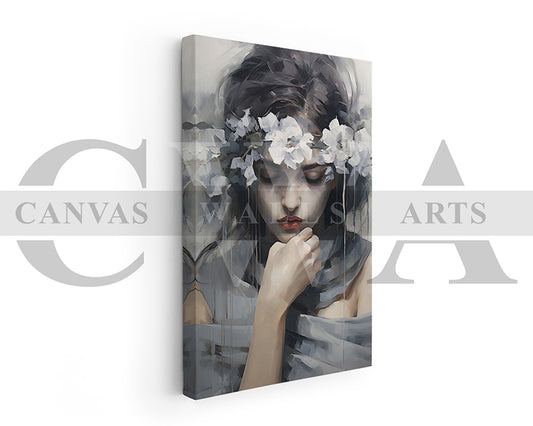 Woman Head Flower Portrait Art Print